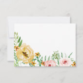 RSVP ウェディング モダン イエローローズ ブラッシュ フラワーズ 招待状 (裏面)