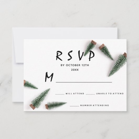 RSVP ウェディング 冬 クリスマス ホリデー 白 緑 (正面)