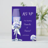 RSVP エレガントな結婚式 シルバー ネイビーブルー 花 ばら (スタンド正面)