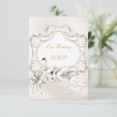 RSVP エレガントな結婚式 白クリーム色のスワンセット (スタンド正面)