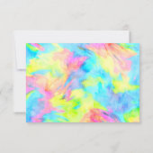 RSVP カード ターコイズブルー ライム ピンク タイダイ (裏面)