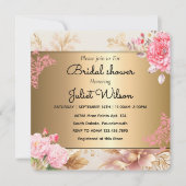 「RSVP ゴールドの花柄ダマスク・ブライダルシャワー」 招待状 (正面)