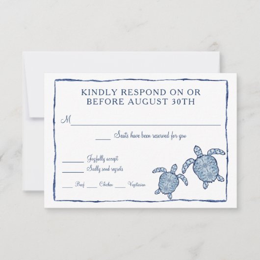 RSVP シボリ クモ 水彩画 ビーチ 海亀 アート (正面)