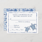 RSVP シボリ クモ 水彩画 ビーチ 海亀 アート (正面/裏面)