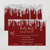 RSVP シルバーグレイ ドリップス ウェディング イベント 赤 (正面/裏面)