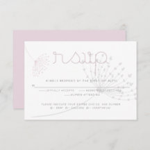 RSVP | シンプル木炭グレー淡い色のピンク花