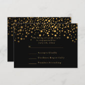 「RSVP スタイリッシュなコンフェッティ ゴールドドット ウェディング」 出欠カード (正面/裏面)
