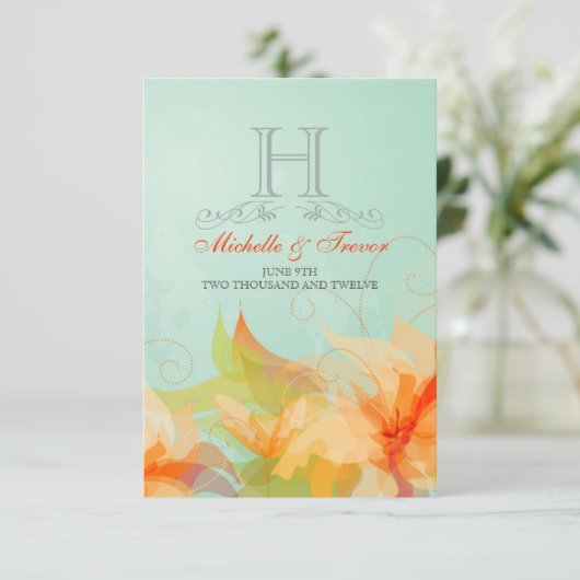 RSVP -スタイリッシュな花柄の抽象芸術の結婚式招待状 (スタンド正面)