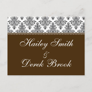 RSVP – チョコレート&ホワイト文字 インビテーションポストカード