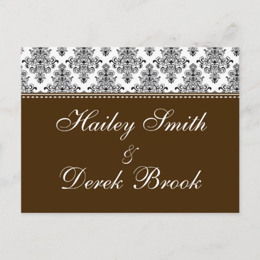 RSVP – チョコレート&ホワイト文字 インビテーションポストカード (正面)