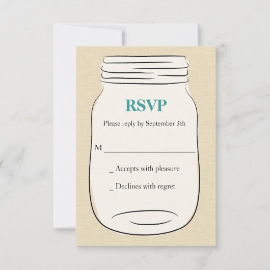 RSVP -ティール（緑がかった色） --を結婚するメーソンジャー (正面)