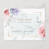 RSVP |トレンディーサンゴと薄紫アクアレルペオニー エンクロージャーカード (正面)