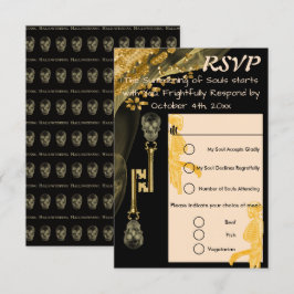 RSVP ハロウィン ウェディング & ゴールド ナゲット スカル キー