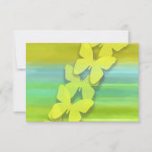 RSVP バタフライ ブルー グリーン イエロー 水彩 招待状 (正面)