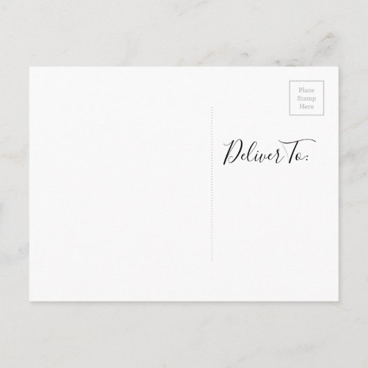 RSVP -バラ金ゴールドピンクとネイビーブルーフローラ インビテーションポストカード (裏面)