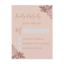 RSVP -バラ金ゴールド赤面ピンク結婚の応答カード