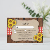 RSVP バルコット 結婚式 ウッド ラスティック レッド チェック カード (スタンド正面)