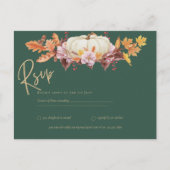 RSVP – パンプキングリーン金ゴールド秋の結婚式 ポストカード (正面)