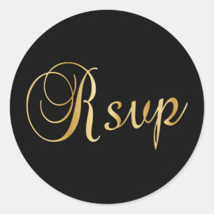 RSVP ブラックと金ゴールド ラウンドシール