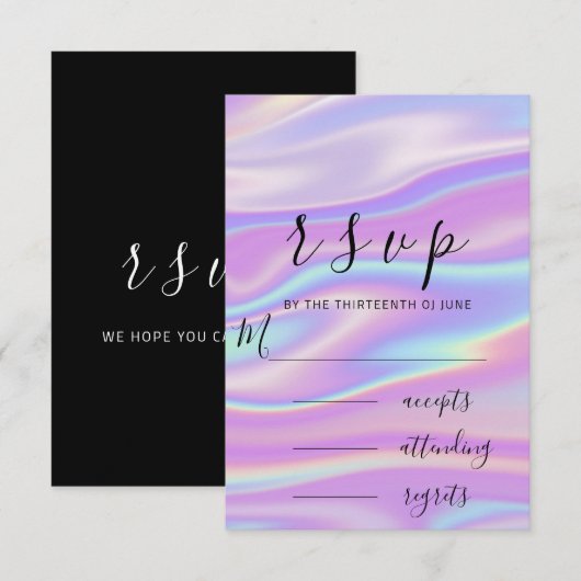 RSVP ブラック ホワイト ホログラフィック パステル 粉 (正面/裏面)