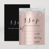 RSVP ブラック ホワイト ローズ シルバー ドリップ ウェディング (正面/裏面)