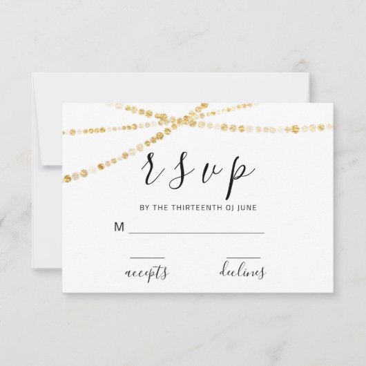 RSVP ブラック ホワイト ローズ フローラル デリケート ゴールデン ライツ (正面)