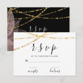 RSVP ブラック ホワイト ローズ フローラル デリケート ゴールデン ライツ (正面/裏面)