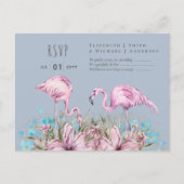RSVP – ブラッシングFlamingos熱帯ビーチ結婚式 ポストカード (正面)