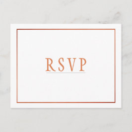 RSVP ホワイト カッパー オレンジ シンプル ウェディング インビテーションポストカード