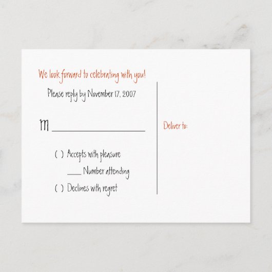 RSVP – ポストカード (裏面)