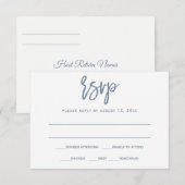 RSVP ポストカード | ブラシカリグラフィー - ダスティーブルー (正面/裏面)