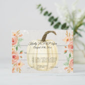 RSVP ラスティック ウォーターカラー フローラル ホワイト パンプキン ウッド 招待状 (スタンド正面)