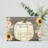 RSVP ラスティック サンフラワーと フローラル パンプキン バーンハウス ウッド 招待状 (スタンド正面)