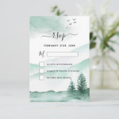 RSVP ルースティック マウンテン フォレスト ウォーターカラー モダン 招待状 (スタンド正面)