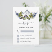 RSVP ルースティック マウンテン フォレスト ウォーターカラー モダン 招待状 (スタンド正面)