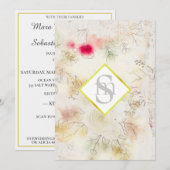 *〜 RSVP ロマンティック ヴィンテージ AR26 QR フラワー ウェディング 招待状 (正面/裏面)