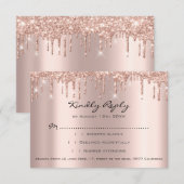 RSVP ローズ ドリップス グリッター ブライダル シャワー ウェディング (正面/裏面)