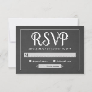 RSVP -基本的な応答カード--を結婚する黒板