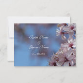 RSVP、応答カード、かわいらし春さくらんぼ花 出欠カード (裏面)