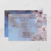 RSVP、応答カード、かわいらし春さくらんぼ花 出欠カード (正面/裏面)