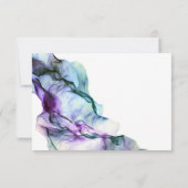 RSVP |抽象芸術ウルトラバイオレットティール(緑がかった色)インク 招待状 (裏面)