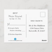 RSVP - 木製ランタンとターコイズ、コーラルフラワーの結婚式 ポストカード (裏面)