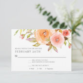 RSVP 現代水彩桃色花卉ダマスク結婚式 招待状 (スタンド正面)