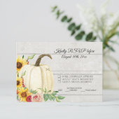 RSVP 秋のひまわりとパンプキンのブッシュピンクと赤の木の板 招待状 (スタンド正面)