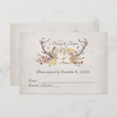 RSVP – 秋の花束と鹿の〔雄ジカの〕枝角 (正面/裏面)