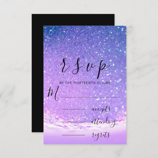 RSVP 紫色海洋 青い波 ビーチ ウェディング (正面/裏面)