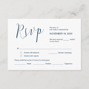 RSVP,結婚書道,シンプル·ネービー·ブルー·スクリプト エンクロージャーカード