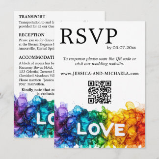 🌈 RSVP+詳細LGBTQ 絵を描 With Love エンクロージャーカード