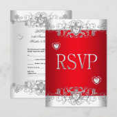 RSVP 赤 シルバー ホワイト ダイヤモンド ハート (正面/裏面)