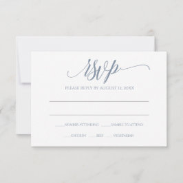 RSVP 返信カード | ラグジュアリーなカリグラフィー（ダスティーブルー）